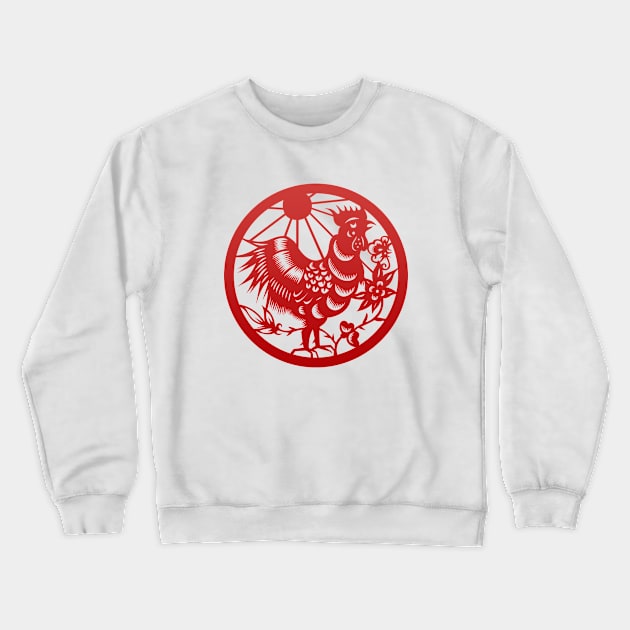 Chinese Zodiac Rooster in Red Crewneck Sweatshirt by Takeda_Art